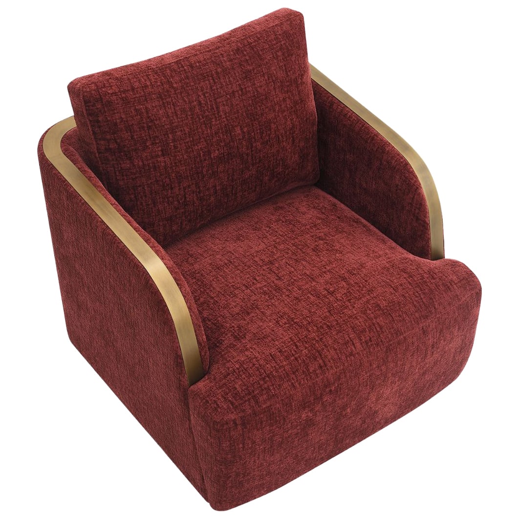 Burgundy Janrix Chenille Swivel Armchair