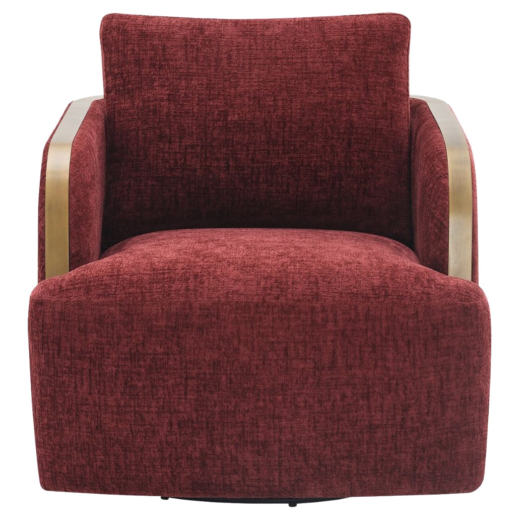 Burgundy Janrix Chenille Swivel Armchair