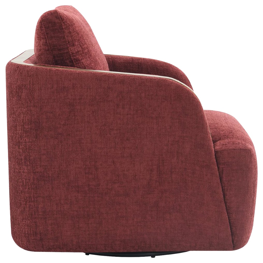 Burgundy Janrix Chenille Swivel Armchair