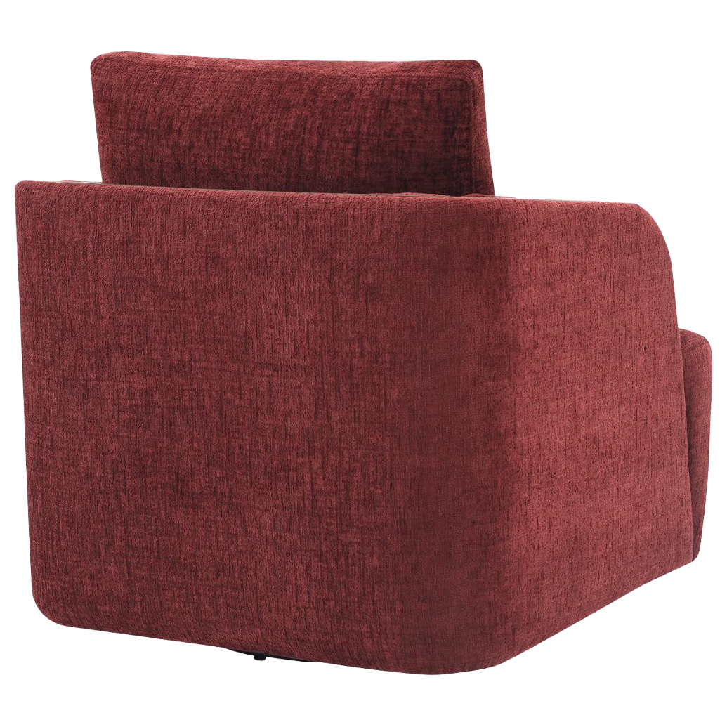 Burgundy Janrix Chenille Swivel Armchair