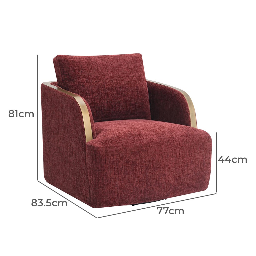 Burgundy Janrix Chenille Swivel Armchair