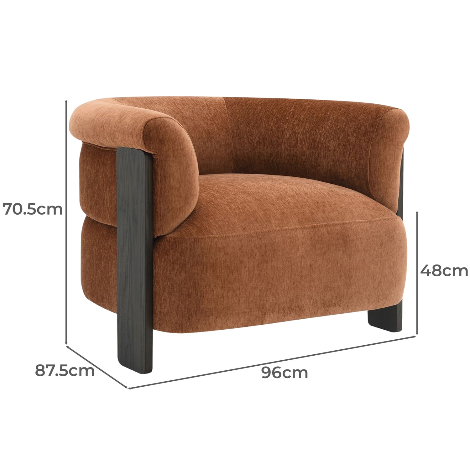 Rust Jandrey Chenille Tub Chair