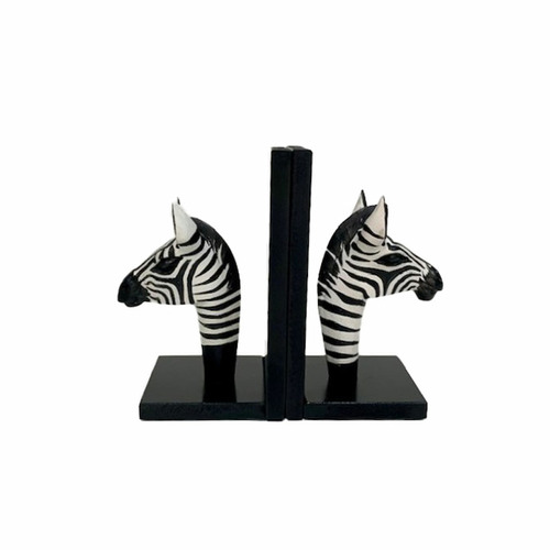 Zebra HandCarved Bookends Temple & Webster