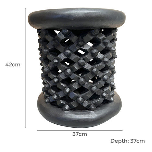 Coron Bamileke Iroko Wood Side Table