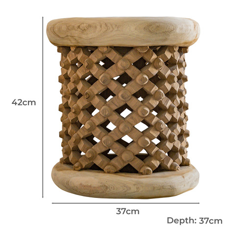 Coron Bamileke Iroko Wood Side Table