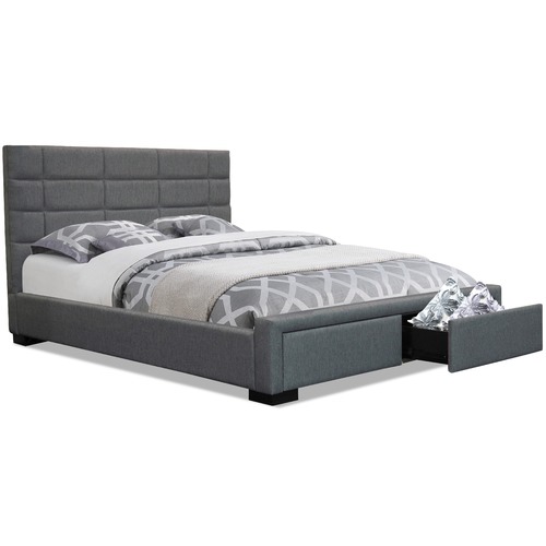 By Designs Grey Amber Fabric Storage Bed Frame Temple & ster