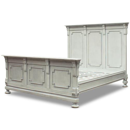 Antique White Augusta Mindi Wood Bed Frame