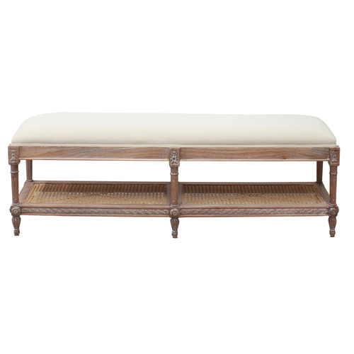 Natural Marseille Mindi Wood Bedroom Bench