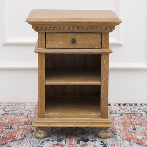 Caine Indonesian Oak Wood 1 Drawer Bedside Table
