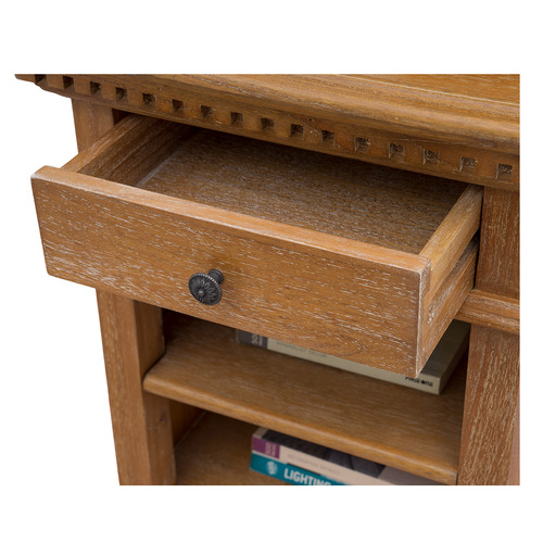 Caine Indonesian Oak Wood 1 Drawer Bedside Table