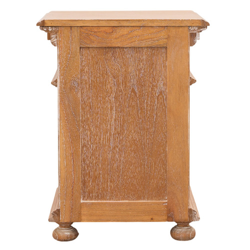 Caine Indonesian Oak Wood 3 Drawer Bedside Table