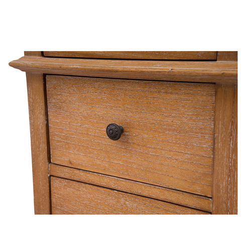 Caine Indonesian Oak Wood 3 Drawer Bedside Table