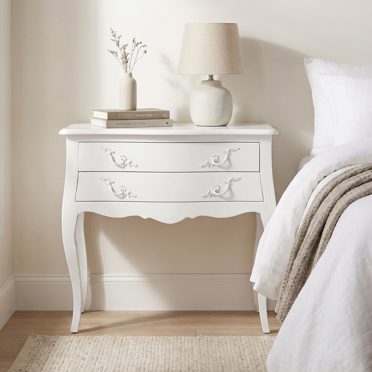 French Provincial Chateaux 2 Drawer Bedside Table