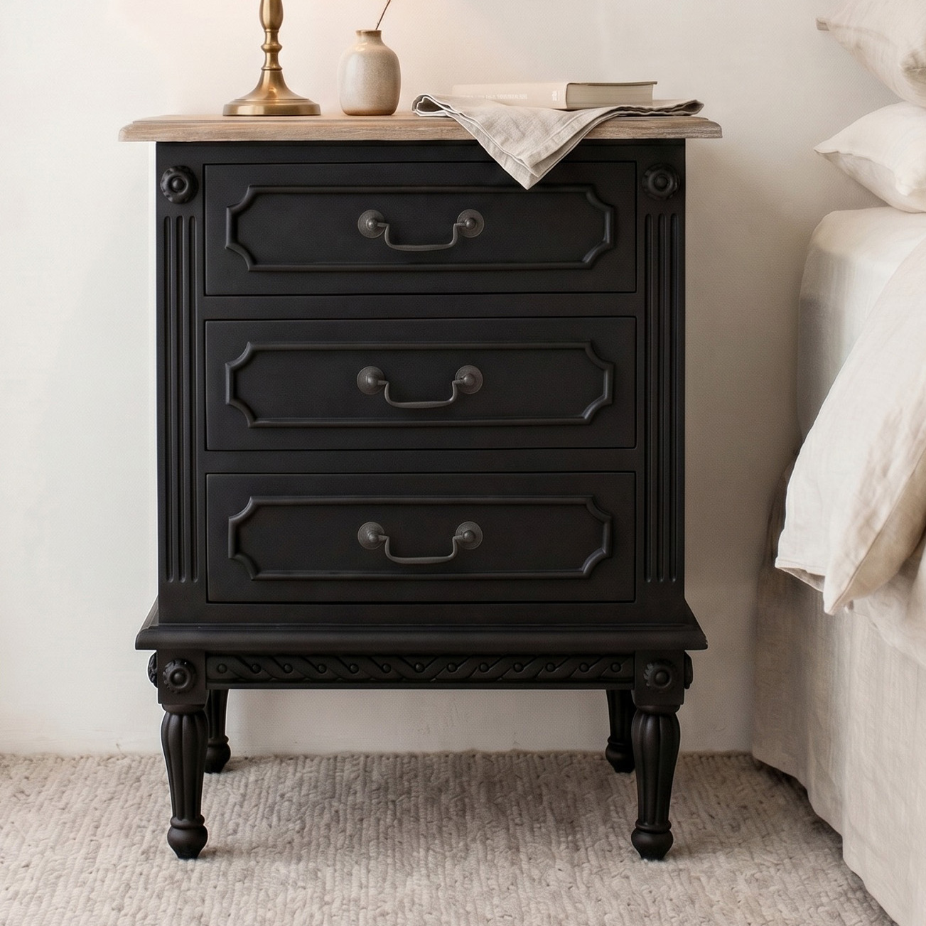 Toulouse 3 Drawer Bedside Table