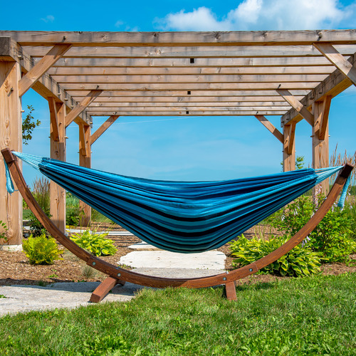 Vivere Hammocks Double Cotton Hammock with Stand Temple & ster