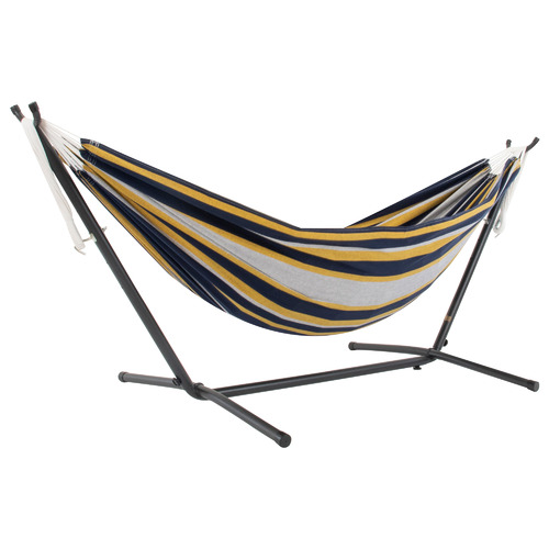 Vivere Hammocks Combo Double Cotton Hammock with Steel Stand Temple