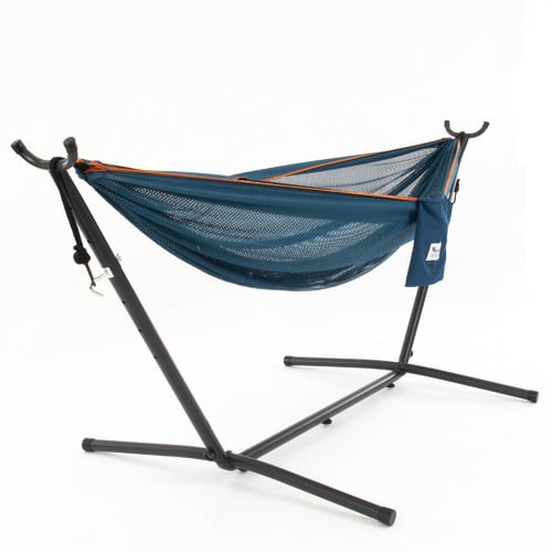 Vivere Hammocks Combo Mesh Double Hammock with Steel Stand Temple & ster