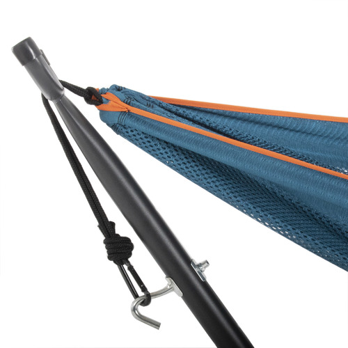 Vivere Hammocks Combo Mesh Double Hammock with Steel Stand Temple & ster
