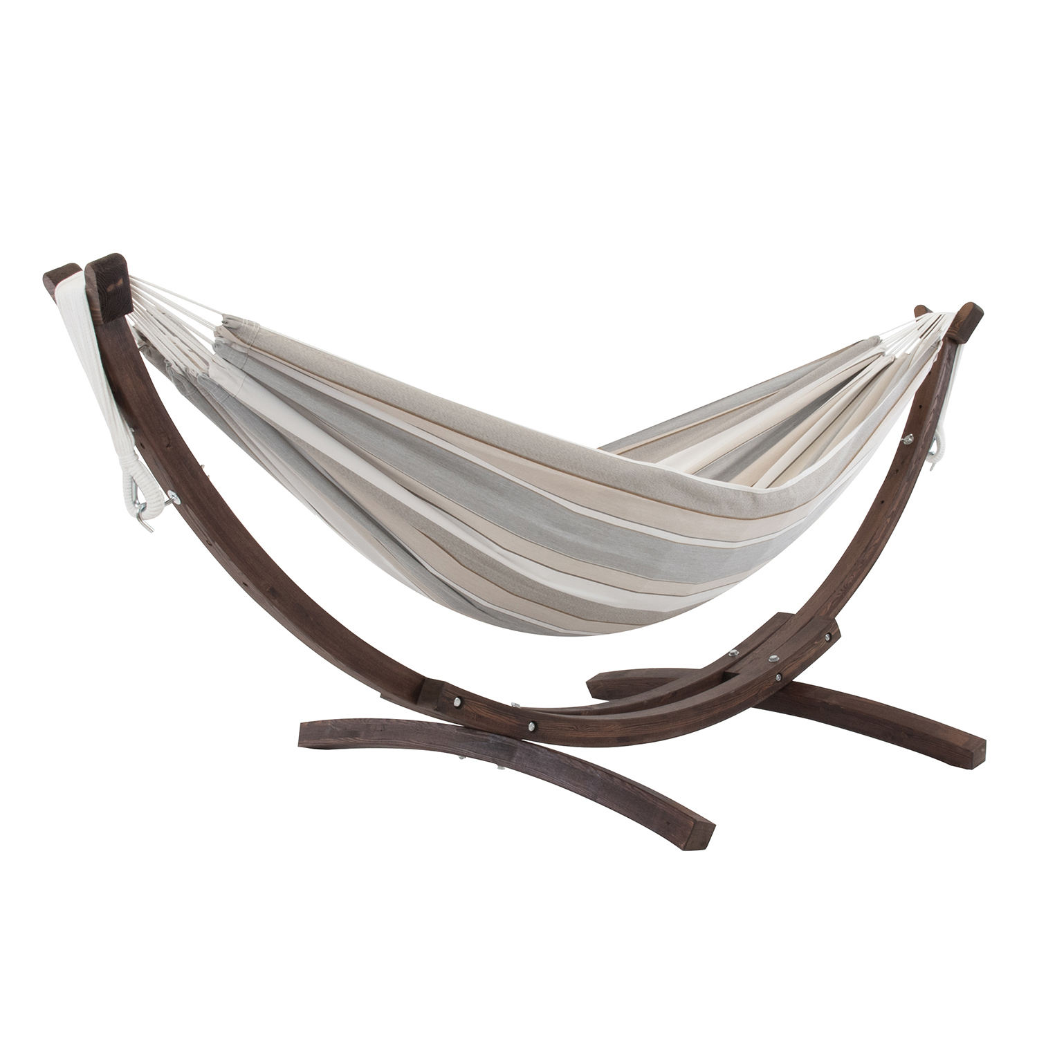 Dove Stripe Sunbrella Double Hammock with Stand