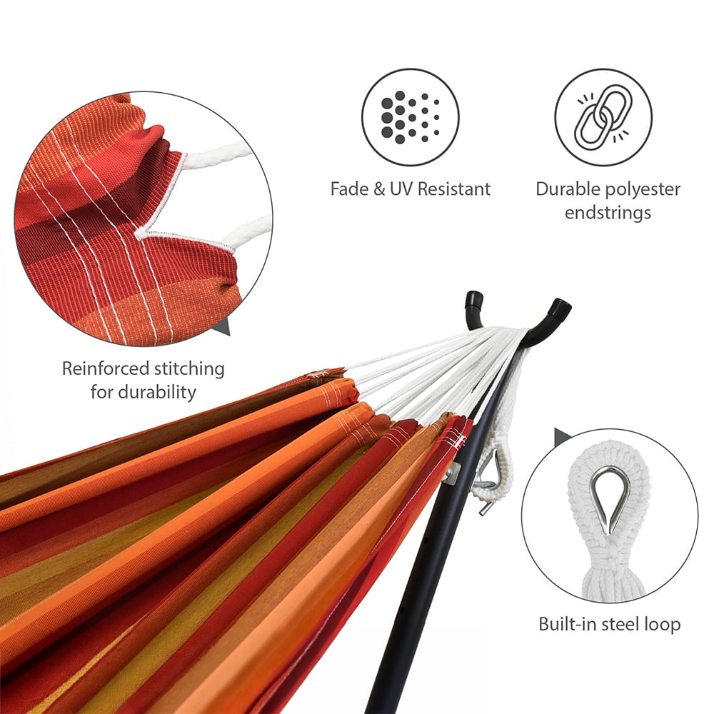 Sunset Stripe Sunbrella Double Hammock with Stand