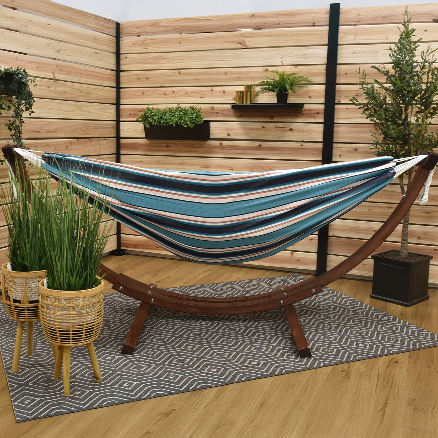 Token Surfside Sunbrella Double Hammock with Stand