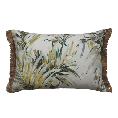 Green Florida Rectangular Linen-Blend Cushion