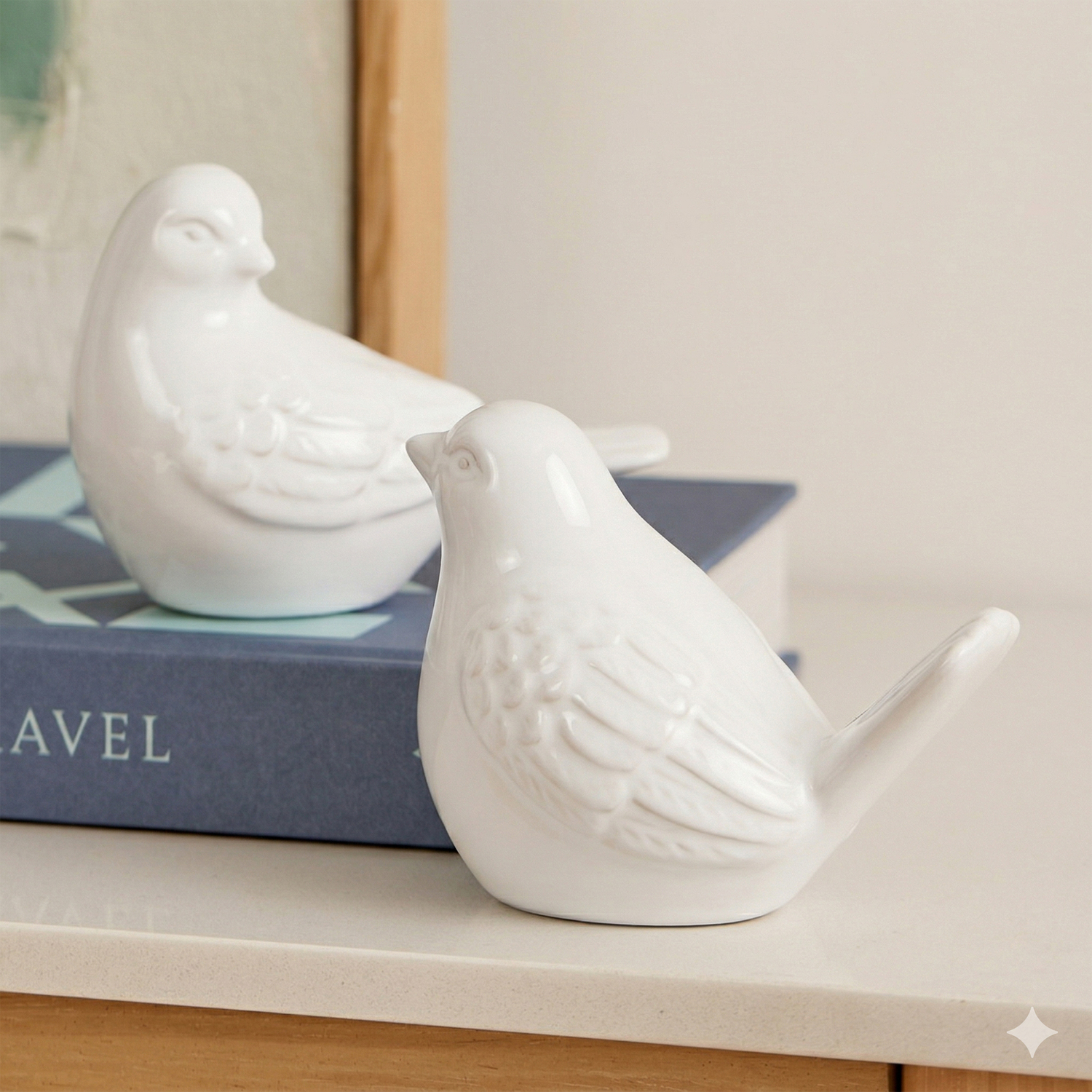 2 Piece Swallow Ceramic Bird Ornament Set