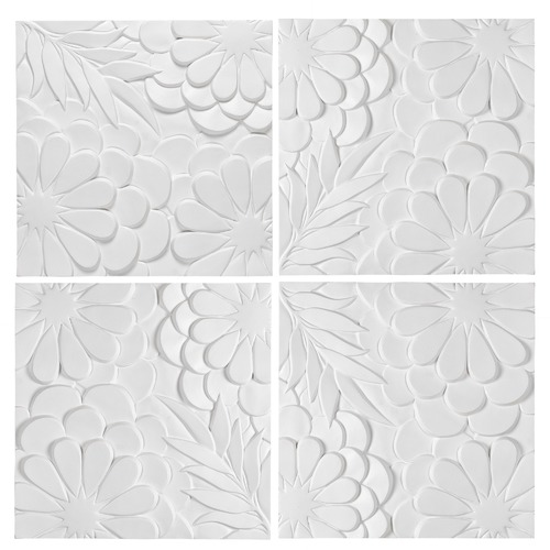 White Blossom 3d Wall Art Set Of 4