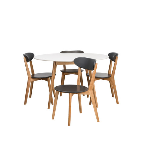 Oslo White Round 5 Pce Dining Set | Temple & Webster