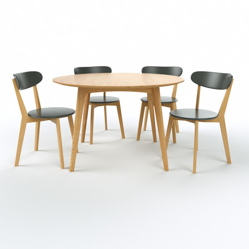 Estudio Furniture Oslo Oak Round 5 Pce, Round Oak Dining Table And Chairs