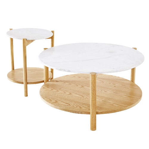 EstudioFurniture Maybury 2 Piece Marble Coffee & Side Table Set