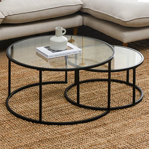 2 Piece Coco Nesting Coffee Tables Set, Glass Top Coffee Tables Perth Wa