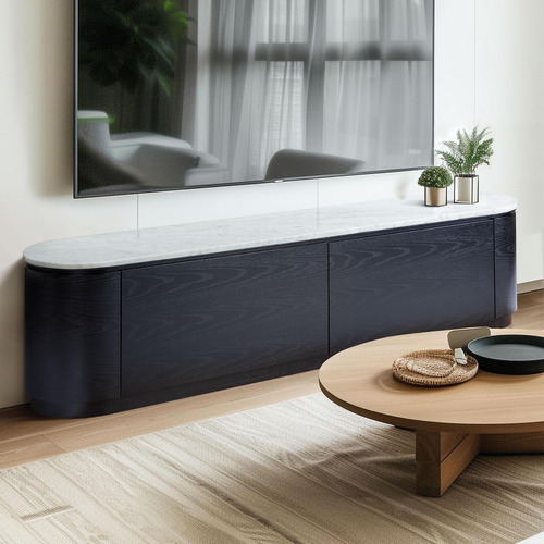 Toulouse Carrara White Marble TV Stand