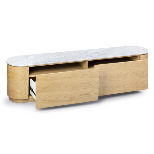 Toulouse Carrara White Marble TV Stand