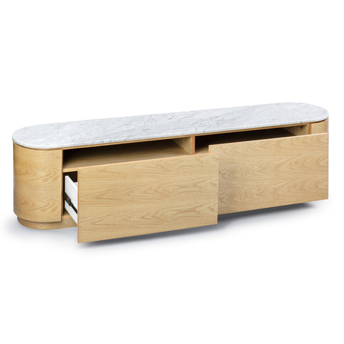 Toulouse Carrara White Marble TV Stand