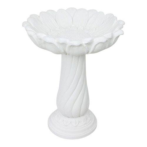 White Lyra Sunflower Bird Bath