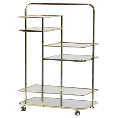 Gold Kinsley Metal & Glass Bar Cart
