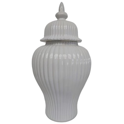 50cm White Ruby Ripple Ceramic Dolomite Vase