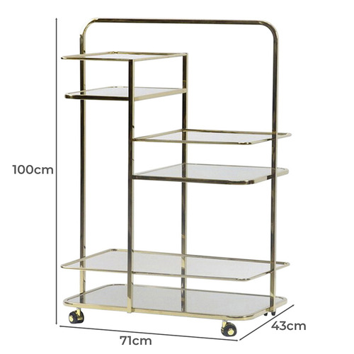 Gold Kinsley Metal & Glass Bar Cart