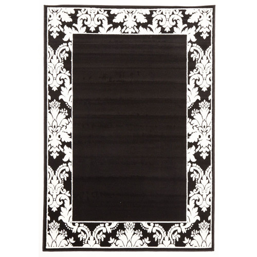 Viva Modern Black / White Oriental Rug Temple & ster