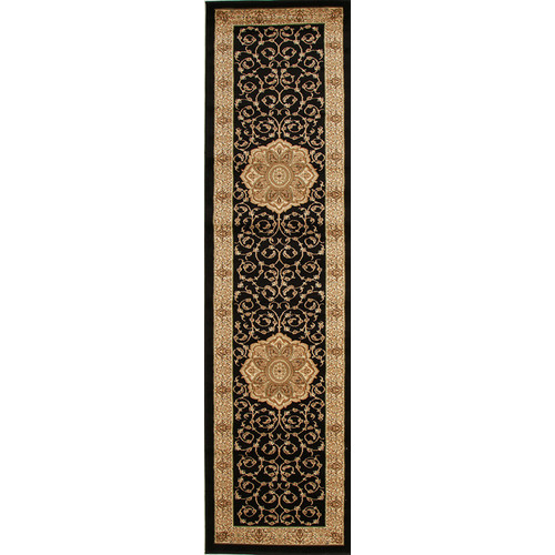 Samatra Traditional Persian Style Black Ivory Rug