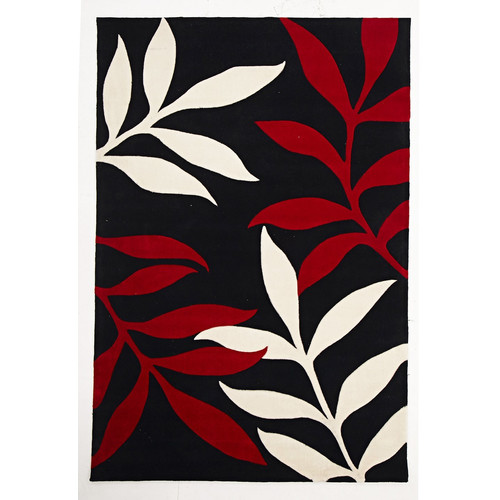 Stunning Leave Black Tufted Rug