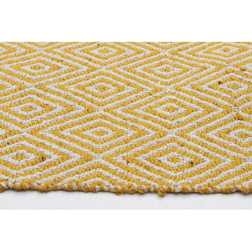 Yellow Diamond Modern Flatweave Rug Temple & ster