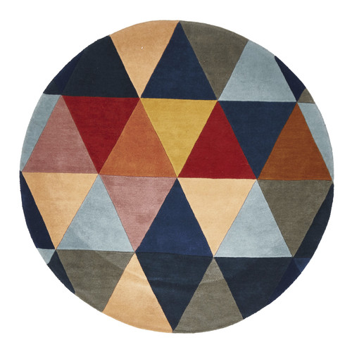 Prism Designer Wool Rust Blue Navy Rug