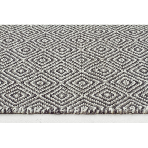 Shiva Stunning Dark Grey Diamond Wool Rug | Temple & Webster - Network Rugs Shiva Stunning Dark Grey Diamond Wool Rug