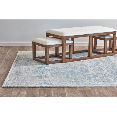 Network Rugs Bone, White & Blue Art Moderne Cezanne Rug