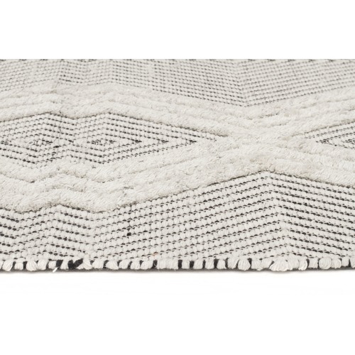 Network Mitchell Bone & Black Hand Loomed Rug & Reviews | Temple & Webster