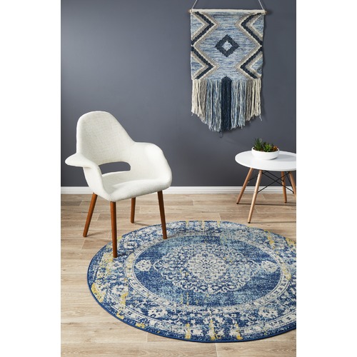 Navy Ceyda Ilma Round Rug