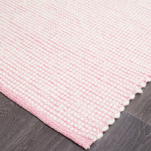 Pink & White Felted Wool Scandi Rug