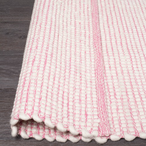 Pink & White Felted Wool Scandi Rug